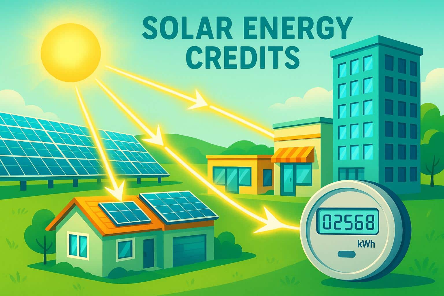 Descubra como o crédito de energia solar permite economia na conta de luz usando energia limpa, sem obras ou investimento, de forma simples e digital. (imagem gerada com inteligência artificial)
