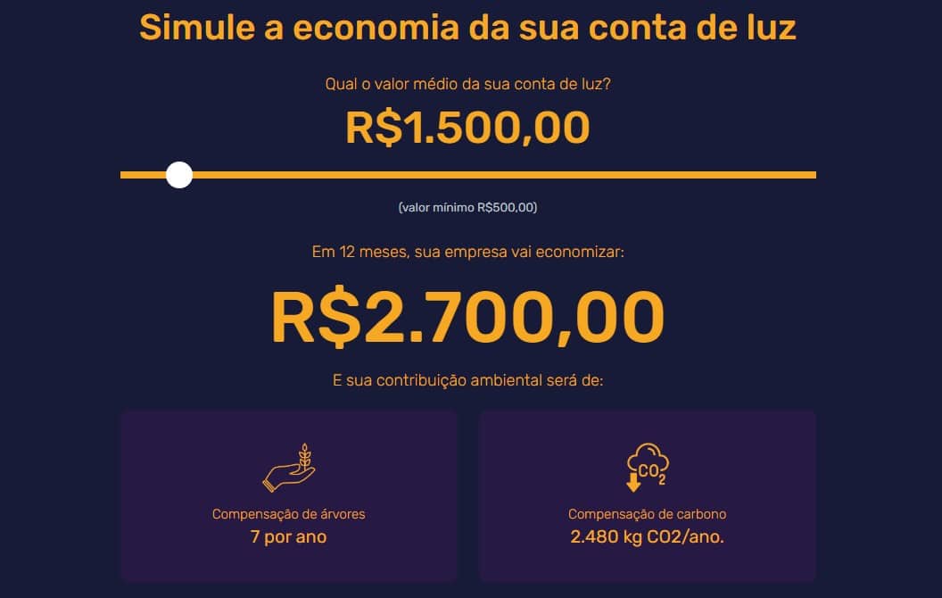 Simulador de desconto na conta de luz